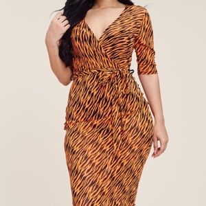 Neon Orange Multi-Color Mesh Print Dress - image 1